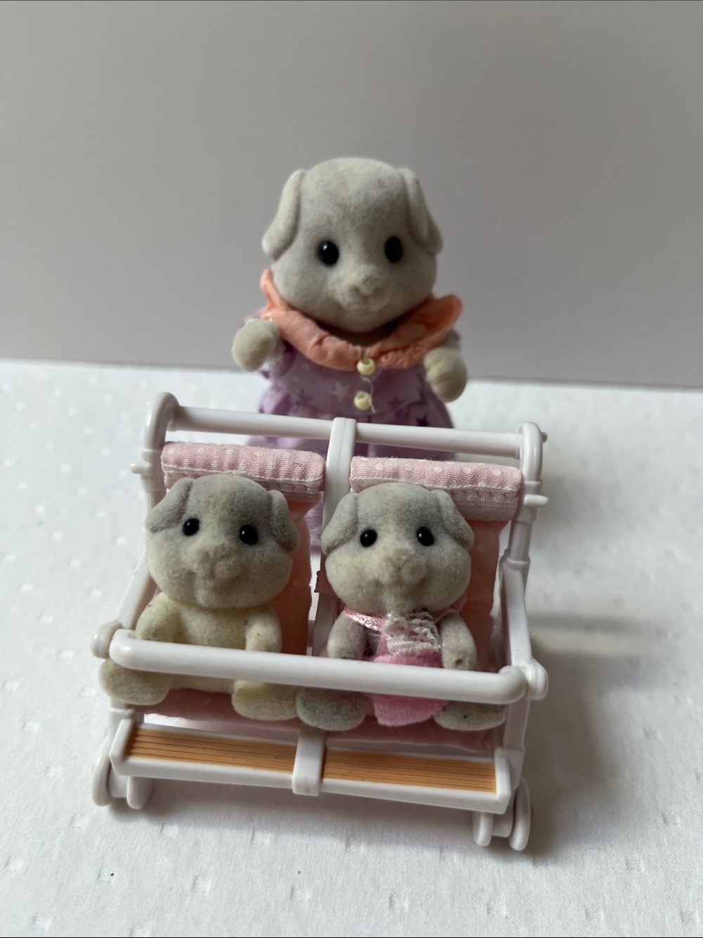 Calico Critters Patty And Padens Double Stroller Set Retired Guinea Pig Family